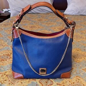 Dooney & Bourke Blue and Brown Leather Shoulder Bag